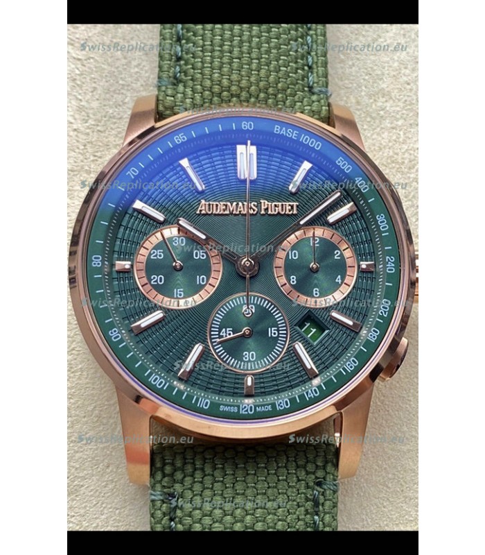 Audemars Piguet CODE 11.59 Chronograph Swiss Replica Watch in Rose Gold Casing Green Dial 