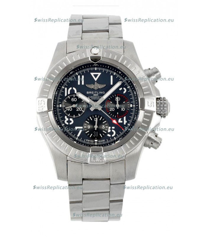 Breitling Avenger B01 Chronograph 45 Stainless Steel Black Dial 1:1 Mirror Swiss Replica Watch 