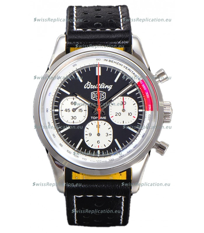 Breitling Top Time B01 Deus Edition Black Dial Leather Strap 1:1 Mirror Swiss Replica Watch 
