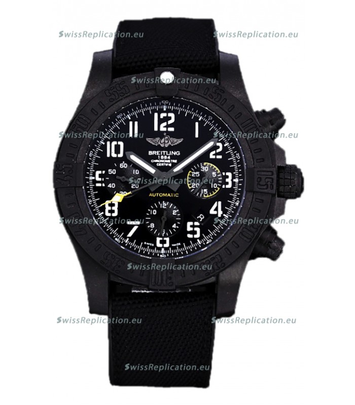 Breitling Avenger Hurricane Chronograph Black Dial Nylon Strap - DLC Coating Swiss Replica Watch