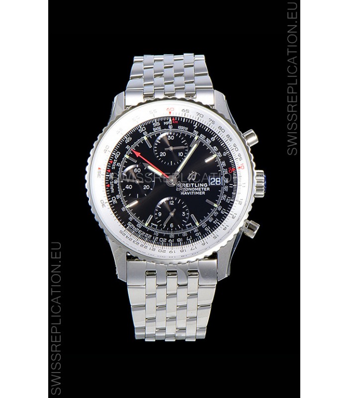 Breitling Navitimer 1 Chronograph 41MM Swiss Watch Black Dial in 904L Steel - Steel Strap