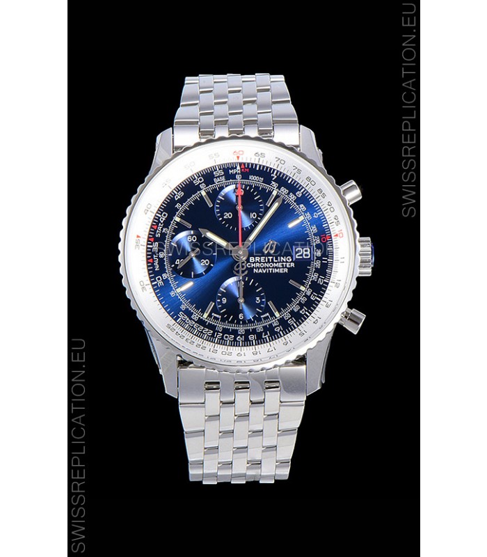 Breitling Navitimer 1 Chronograph 41MM Swiss Watch Blue Dial in 904L Steel - Steel Strap