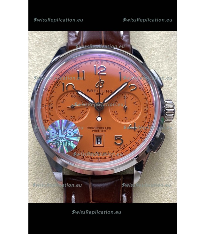 Breitling Premier B01 Chronograph 42 Edition Steel Casing Salmon Dial - 1:1 Mirror Replica Watch