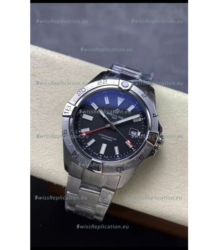 Breitling Avenger GMT Automatic 44 Swiss 1:1 Super Clone Replica Watch - Black Dial 