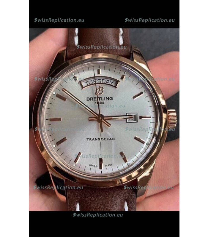 Breitling Transocean Day & Date Swiss Replica Watch in White Dial 1:1 Mirror Edition