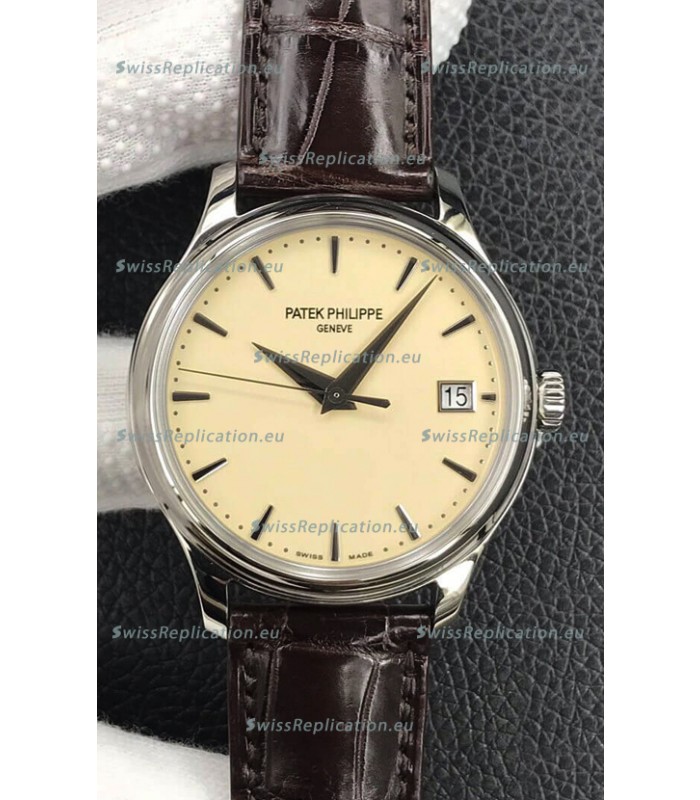 Patek Philippe Calatrava 5227G-001 Pale Yellow Dial 1:1 Mirror Swiss Replica Steel Casing