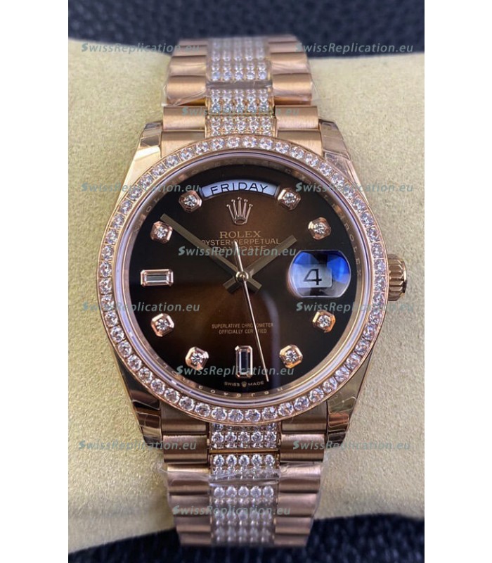 Rolex Day Date Presidential M128345rbr-0041 18K Rose Gold Watch 36MM - Brown Dial 1:1 Mirror Quality