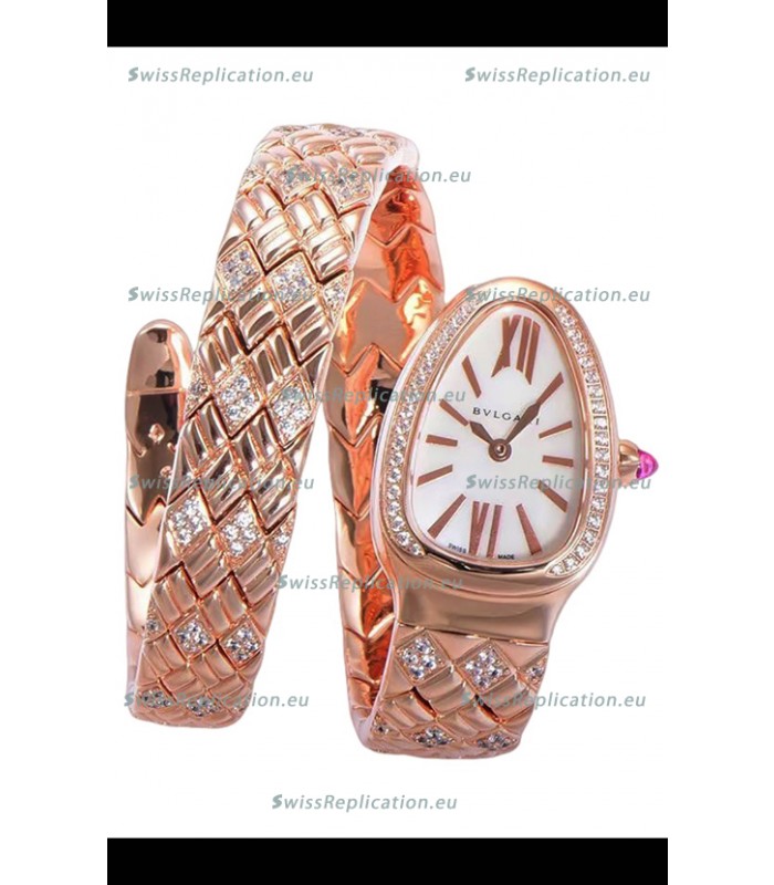 Bvlgari Serpenti Edition Rose Gold Casing White Dial Watch in 1:1 Mirror Quality