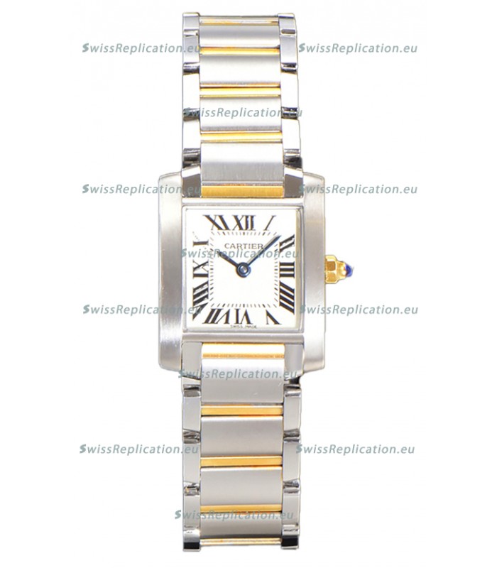 Cartier Tank Francaise Yellow Gold Two Tone Swiss Quartz Replica Watch 25.70MM