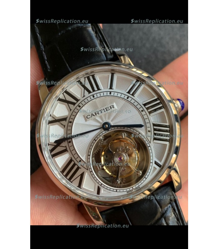Rotonde De Cartier Flying Tourbillon Swiss Replica Watch in Rose Gold Super Clone Watch