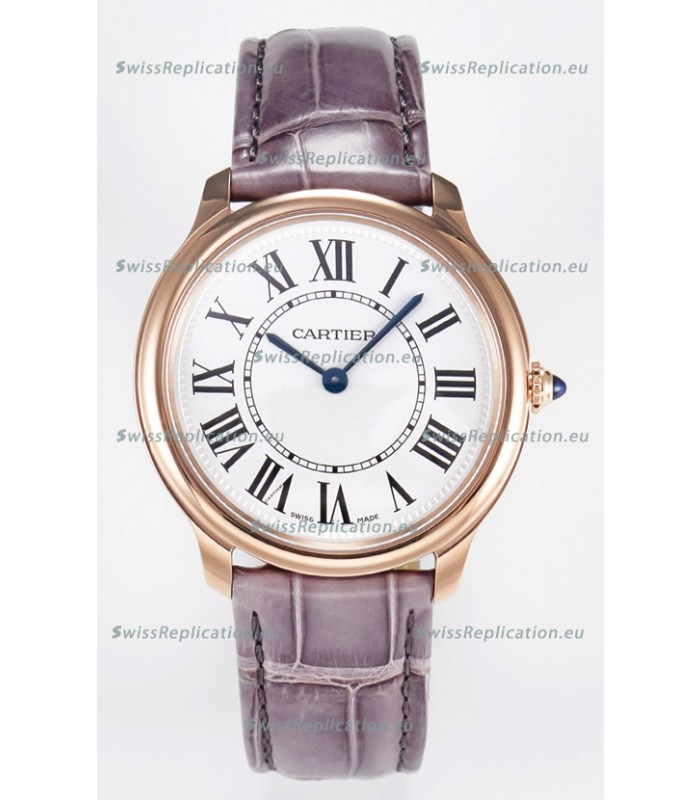 Ronde Louis Cartier Super Clone 36MM Rose Gold Watch in Swiss Quartz Movement