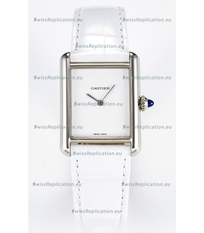 Tank Must Cartier Super Clone Edition 29MM Watch in Steel Casing White Dial 