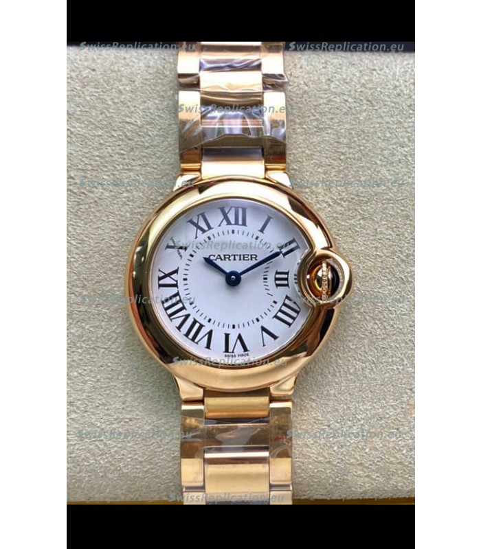 Ballon De Cartier Swiss Quartz 1:1 Mirror Quality 28MM in Rose Gold Casing