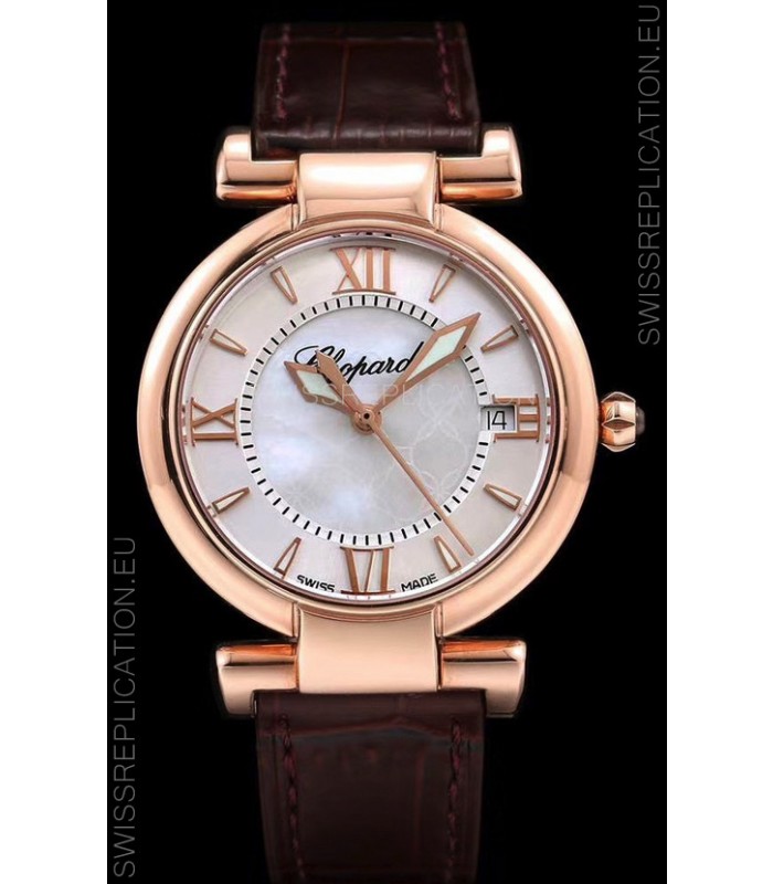Chopard Imperiale White Dial Swiss Automatic Replica Watch in Rose Gold Case 904L Steel 