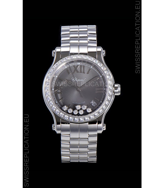 Chopard Happy Sport 1:1 Mirror Swiss Automatic Replica Watch 36MM in 904L Steel Casing Grey Dial