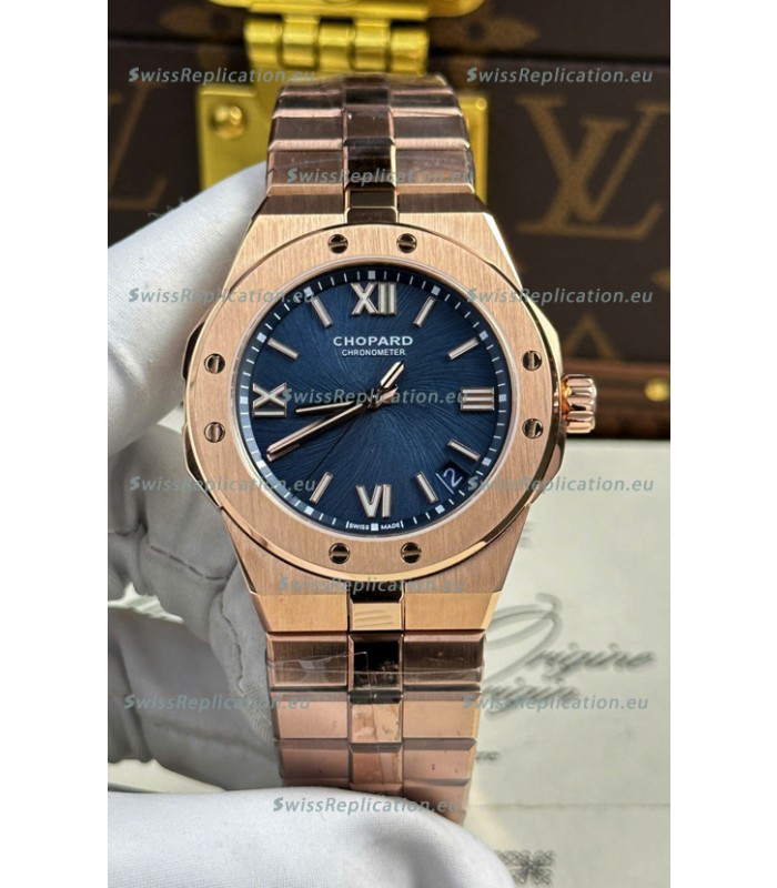 Chopard Alpine Eagle Rose Gold Blue Dial Super Clone Replica Watch 