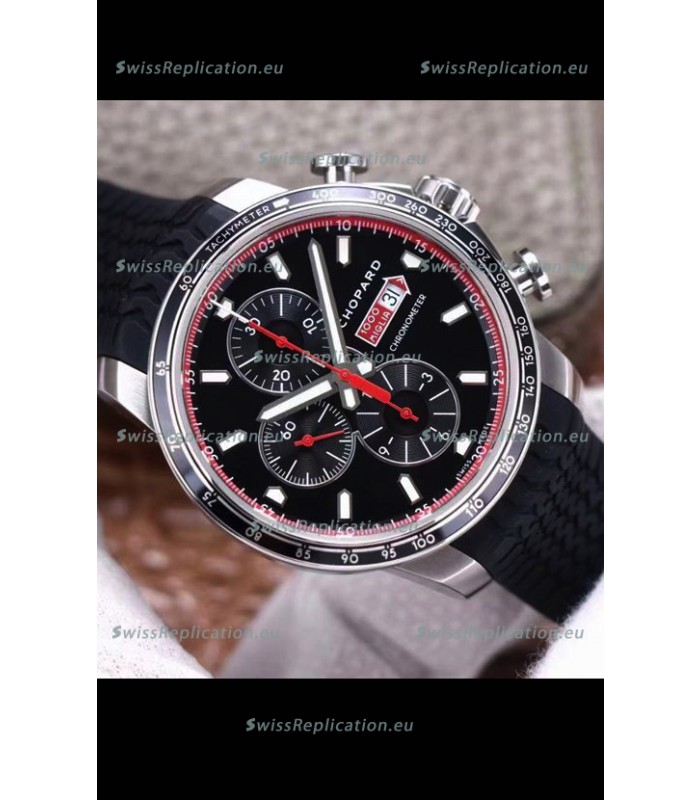 Chopard Classic Racing Chronograph 1:1 Mirror Replica Watch in Steel Casing - Black Dial 