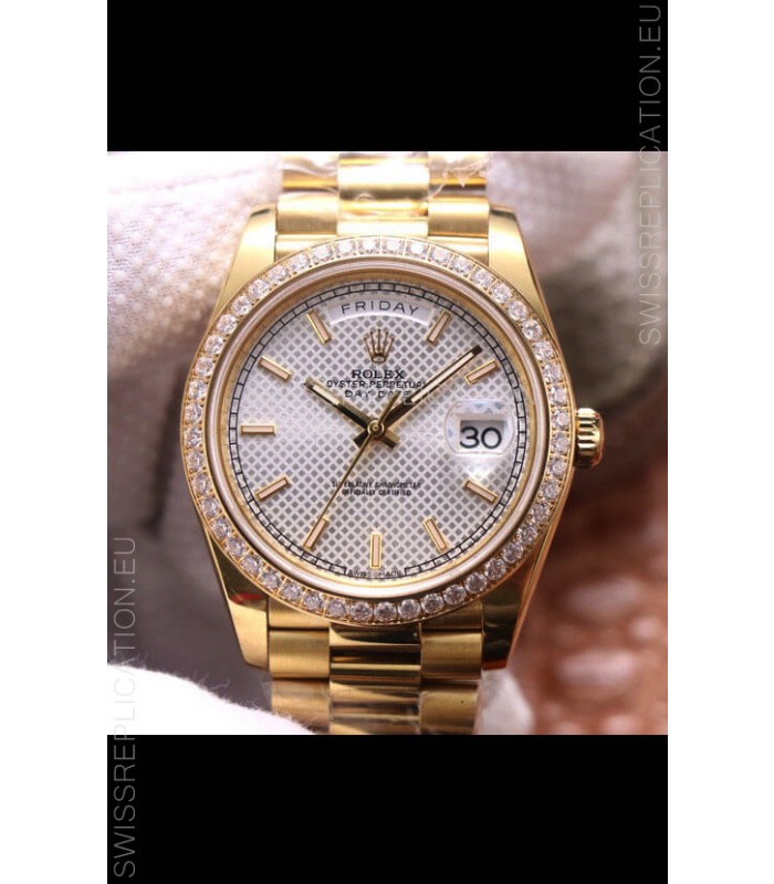 Rolex Day Date Presidential 904L Steel Yellow Gold 40MM - White Steel Dial 1:1 Mirror Quality Watch