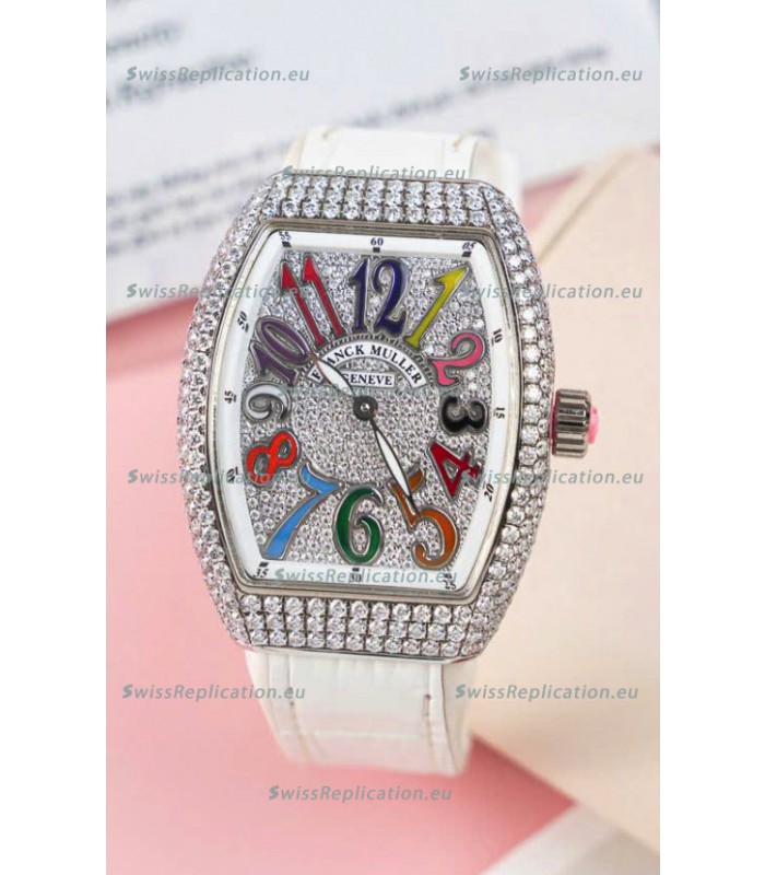 Franck Muller V32 Swiss Quartz Mossanite 1:1 Replica Watch 36MM