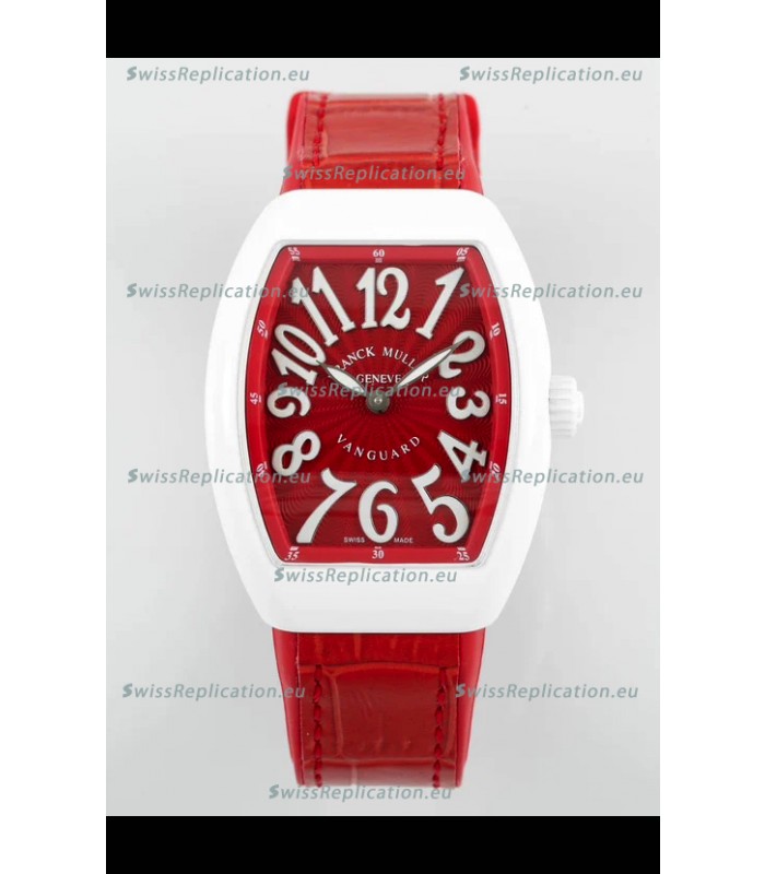 Franck Muller Vanguard Yachting V32 Ceramic Casing Red Dial/Strap Swiss Replica Watch 