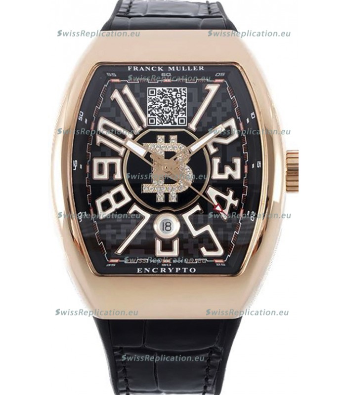 Franck Muller Vanguard Encrypto BTC V45 Rose Gold Casing Swiss Replica Watch