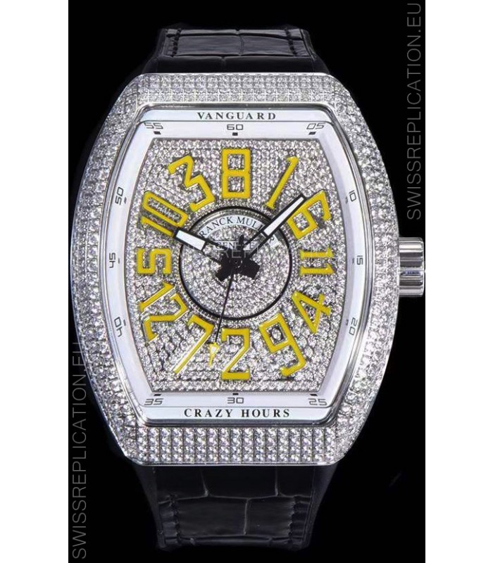 Franck Muller Vanguard Crazy Hours Edition Swiss Replica Watch - Yellow Numerals
