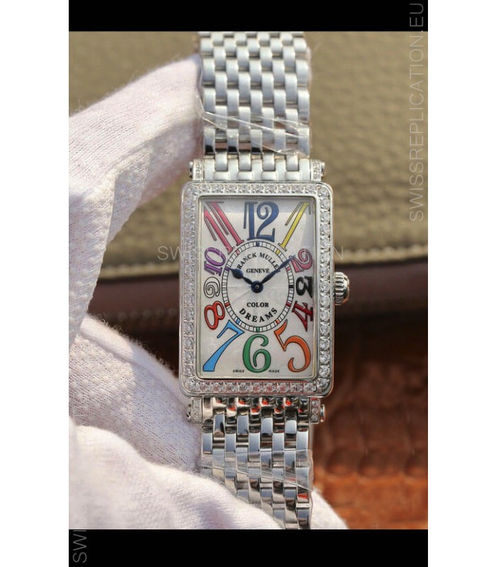 Franck Muller Long Island Pink Stainless Steel Swiss Watch in Swiss Quartz Movement