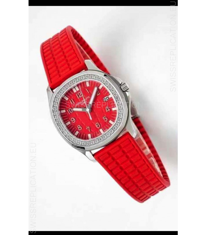 Patek Philippe Aquanaut LUCE 5072A-001 Quartz Swiss Replica Watch in Red Dial - 35MM