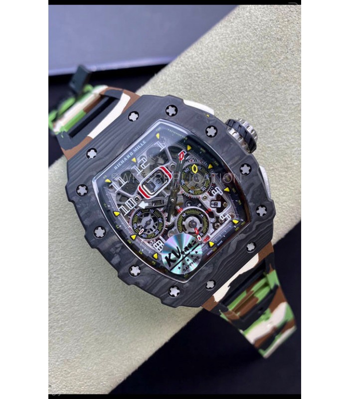 Richard Mille RM011 Felipe Massa 1:1 Mirror Quality One Piece Black Forged Carbon Case Watch