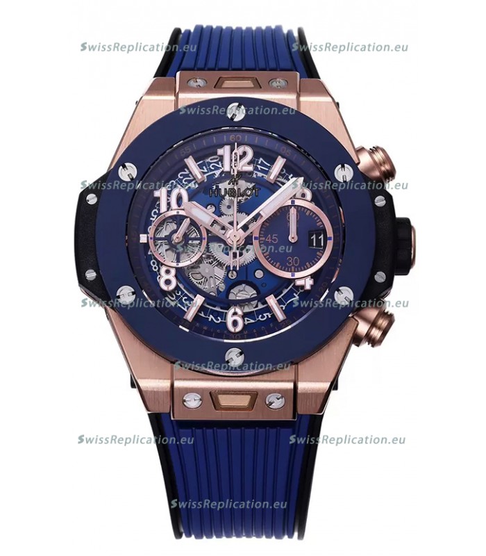 Hublot Big Bang Unico Blue Rose Gold Casing 1:1 Mirror Edition Swiss Replica Watch