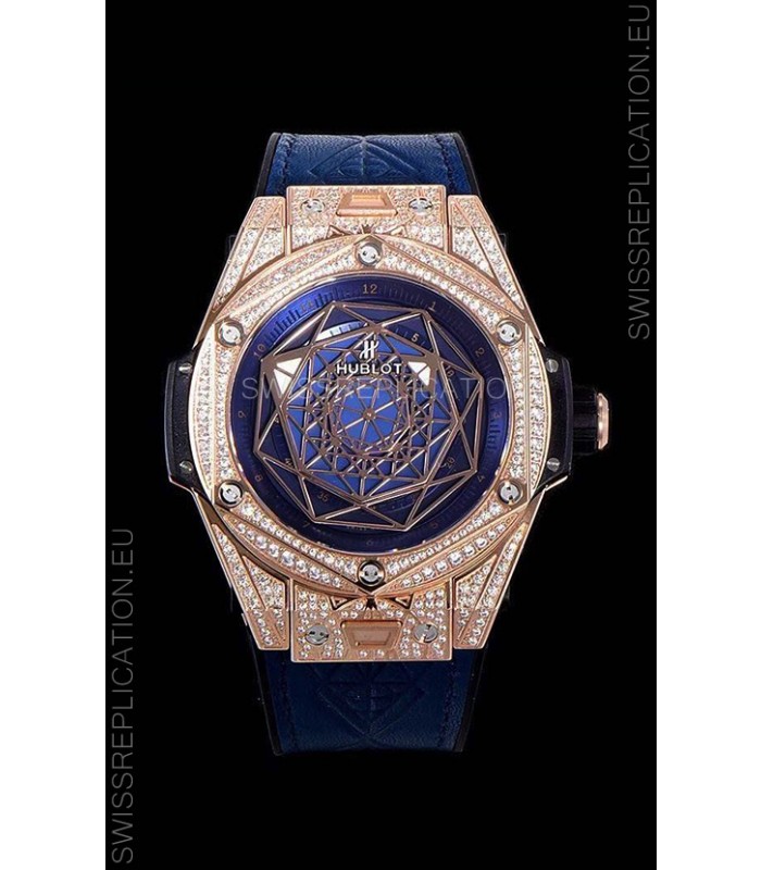 Hublot Big Bang One Click Sang Bleu 1:1 Mirror Replica in Rose Gold Casing 45MM - Blue Dial