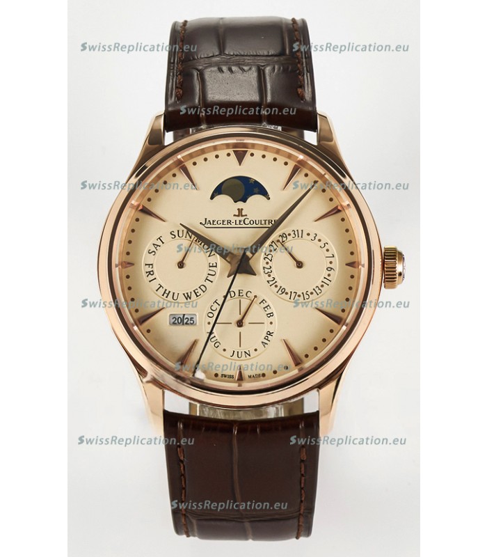 Jaeger LeCoultre Super Clone Master Ultra-Thin Perpetual Calendar Cream Dial Watch