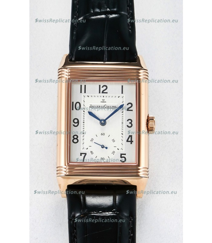 Jaeger-LeCoultre Reverso Super Clone DuoFace Black/White Rose Gold Replica Watch 