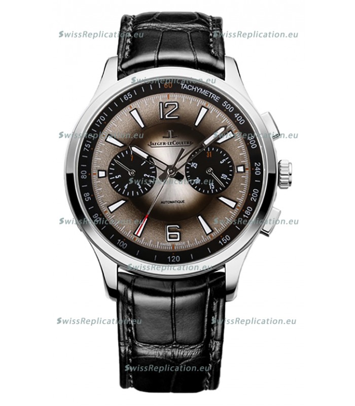 Jaeger LeCoultre Polaris Q902843J Chronograph Grey Dial Leather Strap Swiss Replica Watch 