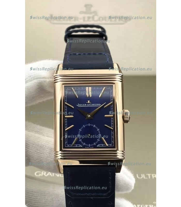 Jaeger-LeCoultre Reverso DuoFace Rose Gold Casing Watch Blue Dial in Swiss Automatic Movement