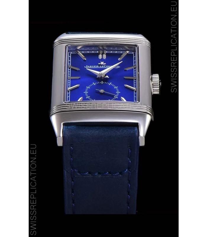 Jaeger LeCoultre Reverso Swiss Replica Watch in Steel Casing - Blue Dial 