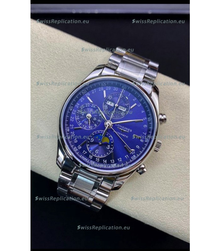 Longines Master Collection REF L2.673.4.92.6 Swiss Replica Watch in Blue Dial Steel Strap