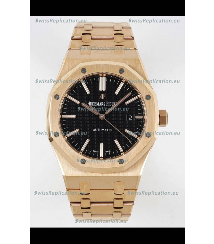 Audemars Piguet Royal Oak 15400 41MM Black Dial 904L Rose Gold CALIBRE 3120 Movement 1:1 Mirror Replica