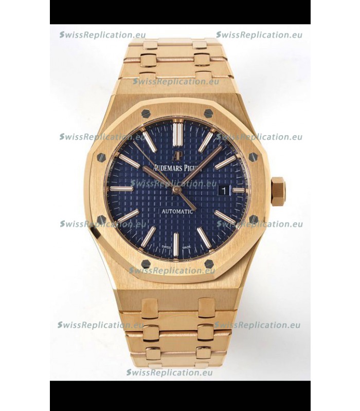 Audemars Piguet Royal Oak 15400 41MM Blue Dial 904L Rose Gold CALIBRE 3120 Movement 1:1 Mirror Replica