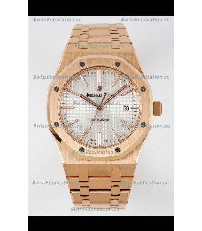 Audemars Piguet Royal Oak 15400 41MM White Dial 904L Rose Gold CALIBRE 3120 Movement 1:1 Mirror Replica