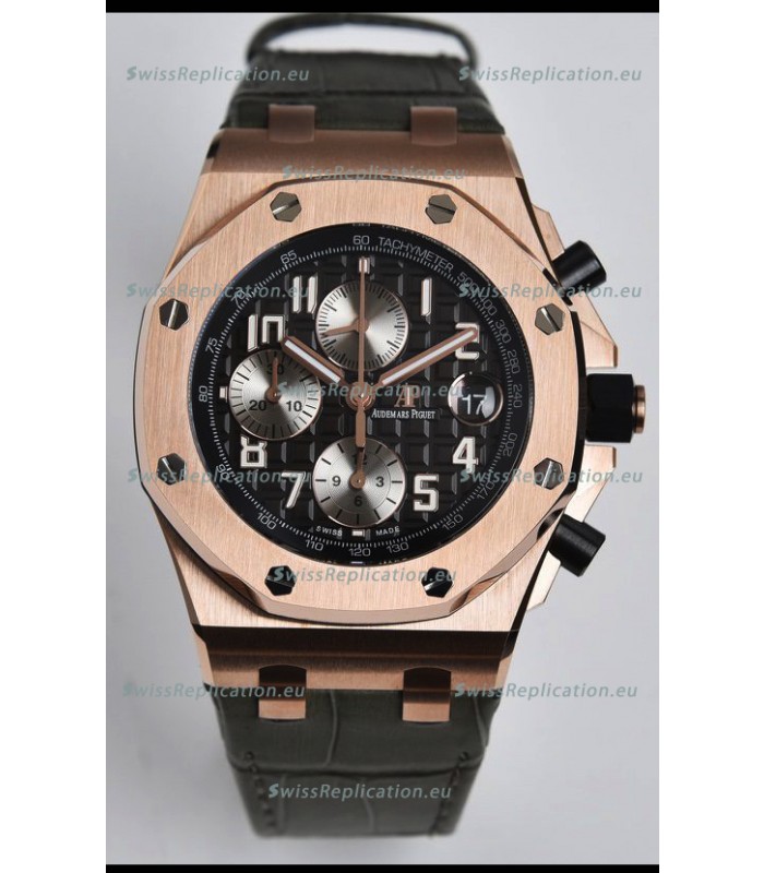 Audemars Piguet Royal Oak Offshore Black Dial Chronograph 1:1 Mirror Replica Watch - 904L Steel 