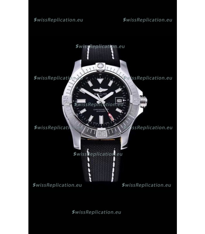 Breitling Avenger 43 Automatic Black Dial Leather 1:1 Mirror Swiss Replica Watch 
