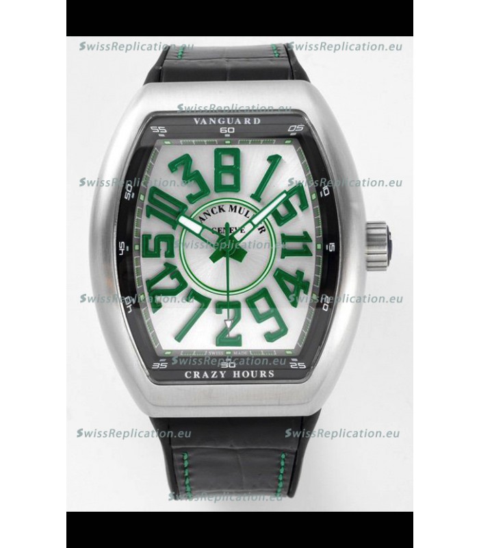 Franck Muller Vanguard Crazy Hours in Stainless Steel - White Dial Swiss Replica Watch 
