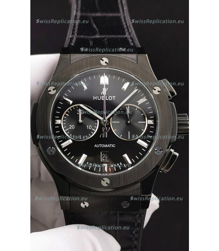 Hublot Classic Fusion Chronograph Ceramic Casing/Bezel Black Dial 1:1 Mirror Replica Watch 