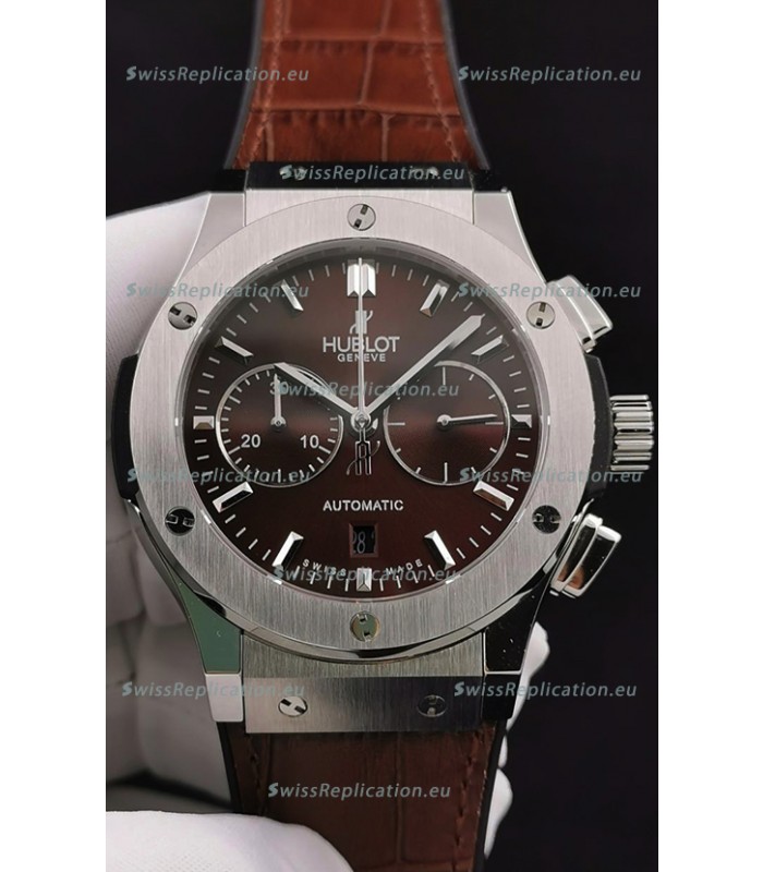 Hublot Classic Fusion Chronograph Stainless Steel Casing Brown Dial 1:1 Mirror Replica Watch 