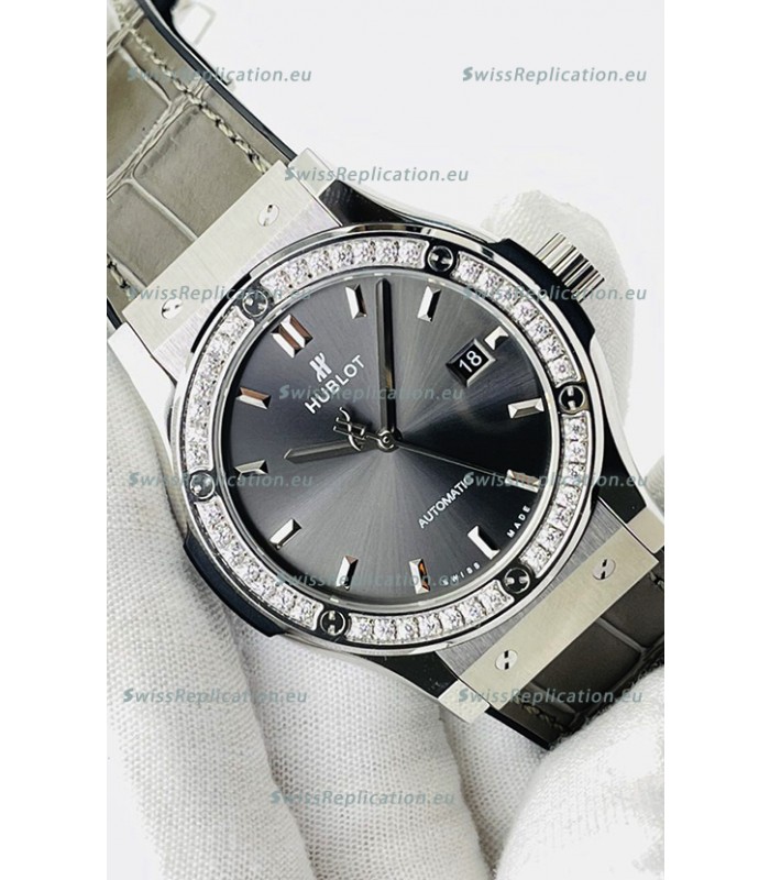 Hublot Classic Fusion Stainless Steel Grey Dial Swiss Replica Watch 1:1 Mirror Quality 