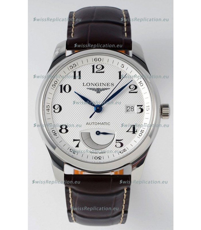 Longines Master Collection Automatic Power Reserve White Dial Swiss Replica Watch Leather Strap