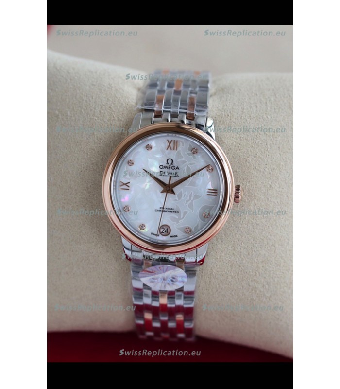 Omega De Ville Edition Swiss Automatic Watch in Two Tone Rose Gold White Dial 