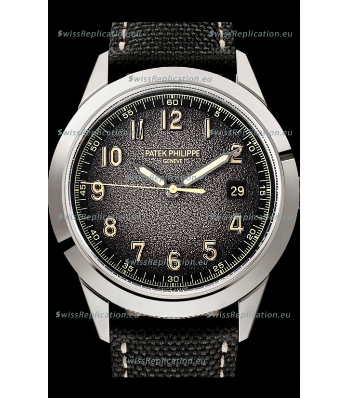Patek Philippe Calatrava 5226G-001 904L Steel 1:1 Mirror Replica Watch Hybrid Leather/Canvas Strap