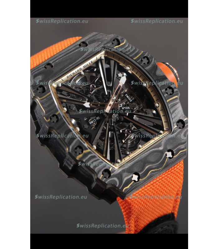 Richard Mille RM12-01 Carbon Fiber Case Genuine Tourbillon Movement 1:1 Mirror Replica Watch